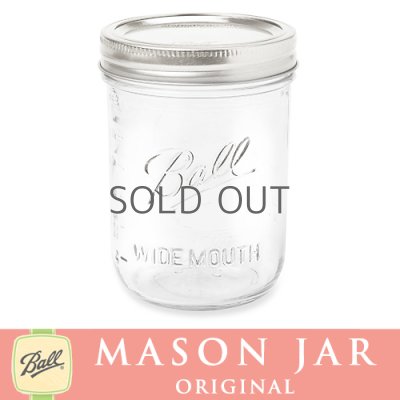 画像1: メイソンジャー 16oz(473ml)  ワイドマウス  Ball Mason jar オリジナル クリア