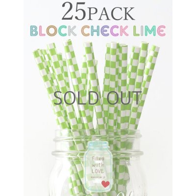 画像1: メイソンジャー Ball Mason jar タンブラー エコ 再生可能 紙ストロー25本入り サーキュラーエコノミー Block Check Lime