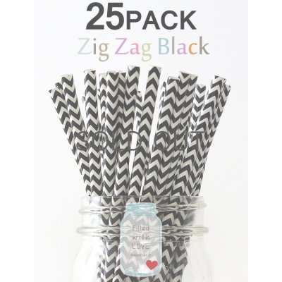 画像1: メイソンジャー Ball Mason jar タンブラー エコ 再生可能 紙ストロー25本入り サーキュラーエコノミー Zig Zag Black